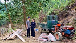 Plant flowers around the house/truck carrying construction materials