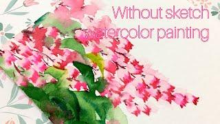 Without sketch watercolor painting 스케치 없이 수채화 힐링 healing 馬酔木 flower