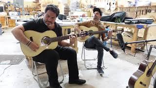 Paco Lara and Carlito Akam playing their new Flamenco Guitars