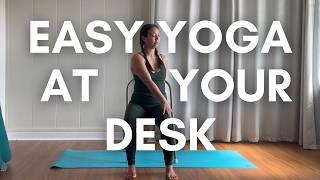 Easy yoga at your desk 5 mins #yogaforbeginners #yogapractice #chairyoga #beginneryoga #easyyoga