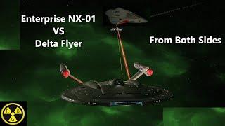 Star Trek Enterprise NX 01 VS Delta Flyer | Both Sides | Bridge Commander Ship Battle |