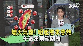 壞天氣掰! 明起愈來愈熱 午後雷雨範圍縮｜TVBS氣象站｜TVBS新聞 20240820 @TVBSNEWS01