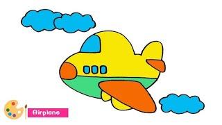 [Kids Art Maker] How to Draw an Airplane | Airplane Drawing and Coloring | Easy Way to Draw Airplane