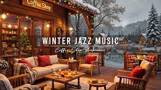 Cozy Winter Porch Ambience  Relaxing Jazz Background Music with Snowfall & Fireplace Sounds to Work