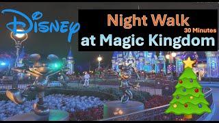 Emotional DIsney Magic Kingdom Night Walk - 30 Mins | 4K 60fps - Relaxing Piano