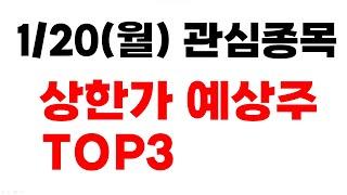 [주식] 1/20(월) 상한가 예상주 TOP3