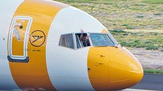 CONDOR SUPER PILOTS WAVING Boeing 757 300 at Madeira Airport