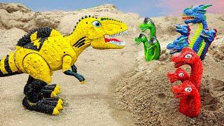 T-Rex dinosaur rescues 3 head dragon in the mud | Animal for kids | ToyTV khủng long đồ chơi