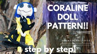 Coraline Doll plus Pattern (Blue hair freckles face girl)