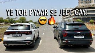 Volkswagen Taigun Vs Hyundai Creta Drag Race