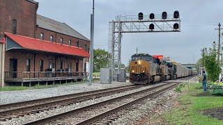 Single Locomotive Pulls Huge Intermodal Train!  2 RR Crossing Runners & 7 Trains At Awesome Crossing