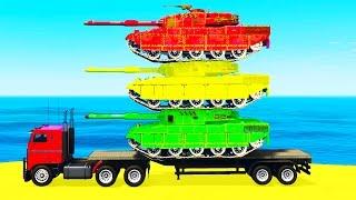 COLOR TANK on TRUCK in Spiderman Cars Cartoon for Children & Colors for Kids Nursery Rhymes