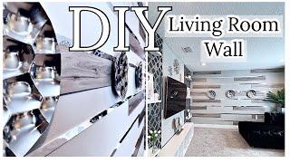 UNBELIEVABLE DIY WALL DESIGN USING FLOOR COVERING IN THE LIVING ROOM!