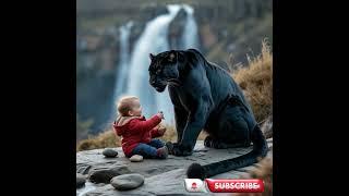 AI Goes WILD! Baby Bonds with Panther by Misty Waterfall  – Viral ASMR #Shorts