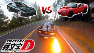 RX7 FD VS NC MIATA TOUGE BATTLE | REAL LIFE INITIAL D?!