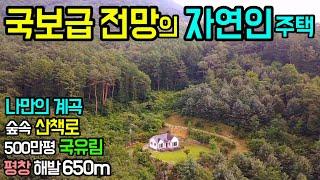 E-907해발 650m 500만평 국유림속 나만의 산책로와 계곡 전망좋은 나홀로 자연인 주택 급 5억9천!/새말IC, 둔내IC/평창 대화면소재지 약 10분/나홀로주택/매매/급매