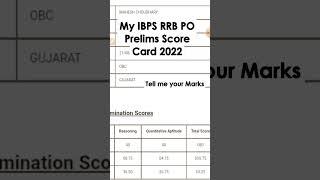 My IBPS RRB PO Prelims 2022 Score Card 