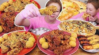 BHC 뿌링클, 골드킹, 치즈볼, 소떡소떡 먹고 후식으로 피자 한 판2024/Mukbang, eating show