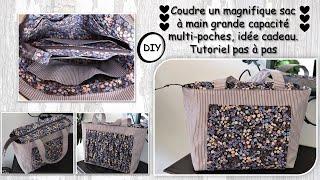 Coudre un sac à main en tissu grande capacité de rangement multi poches idée cadeau Anna couture