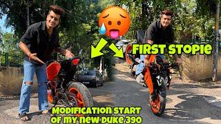 Modification start of my New Duke 390 ( 2023 ) || Drag Race  || First wheeli 