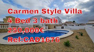 CAD1676  250,000€Carmen Style Villa for sale on Costa Calida near the Spanish port of Mazarron