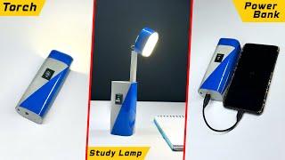 3 in 1 Light ।। How To Make Rechargeable Torch Light with Power Bank with Study Lamp ।। DIY Active