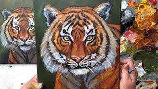 Free ACRYLIC Painting Tutorial | Portrait of a Tiger 