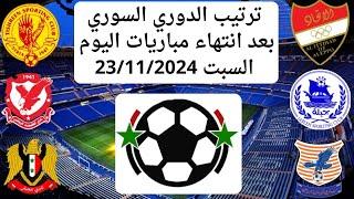 ترتيب الدوري السوري الممتاز بعد انتهاء مباريات اليوم السبت 23-11-2024 الجولة 4