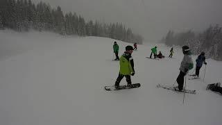 Skiing in Lermoos - Biberwier Austria. Complete run from Biberwier mountaintop to the lowest level