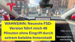 FSD 12.5.1.3 fährt problemlos durch extrem enge Innenstadt von Boston mit Hunderten von Fußgängern 