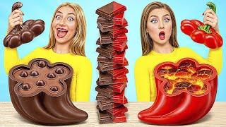 Real Food vs Chocolate Food Challenge | Funny Moments by Super Hyper DO