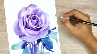 Watercolor painting Pink rose tutorials watercolour