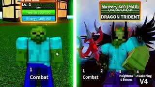 Level 1 to Max Level as Zombie in Blox Fruits | Full Ghoul V4, Dragon Trident