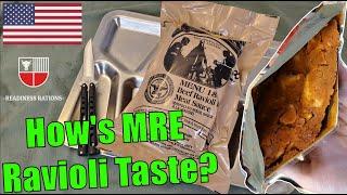 US Military MRE Review (Cold) BEEF RAVIOLI Taste Test 2015 | Menu 18 Meal Ready to Eat LOOKS GROSS