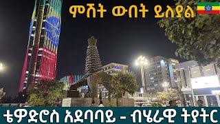 በምሽት ጨረቃ የመሰለው የቸርችል ጎዳና Addis Ababa Walking Tour