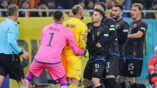 Romania and Kosovo players clash after fans shouted Serbia match suspended in Nations League