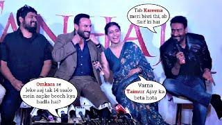 Kajol NAILED IT  Kajol & Ajay Devgn's Back To Back Funny Moments Wid Saif @Tanhaji Delhi Promotion