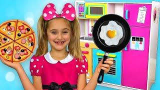 Sasha go to Mouse party and Cooking with toy Kitchen play set