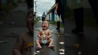 A child is crying in the rain in an unknown place #shorts