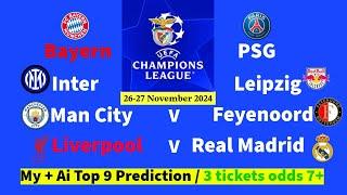 Prediction Champions League  Liverpool v R. Madrid/ Monaco v Benfica/ Aston Villa v Juventus+ 6 more