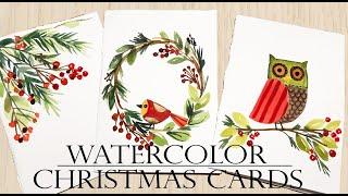 Easy Watercolor Christmas Cards Tutorial/ Step by Step