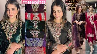 Meesho huge haul Viral velvet kurta set heavy embroidered kurta set in budget