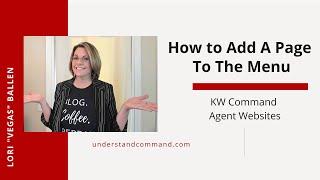 KW Command Agent Websites: How To Add a New Page to the Site Menu