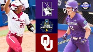 #9 Northwestern vs #1 Oklahoma Highlights | WCWS Opening Round | 2022 College Softball Highlights