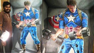 Huge (7 feet) Acrylic painting of Captain America | Time lapse painting