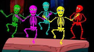 Skeleton Family Dancing on Halloween Night | Scary Kids Songs | HooplaKidz