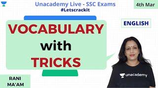 SSC CGL 2019 | Vocabulary with Tricks | English | Unacademy Live - SSC Exams | Rani Ma'am