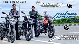 Hero Xtreme 125r Vs TVS Raider Vs Bajaj Pulsar NS 125 | Drag Race