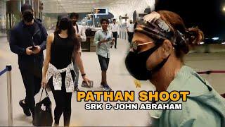 Shahrukh Khan, John Abraham Flying  For PATHAN Movie Shoot | Airport Click