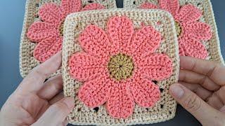 How to Crochet Flower Granny Square | Chompu Handicrafts